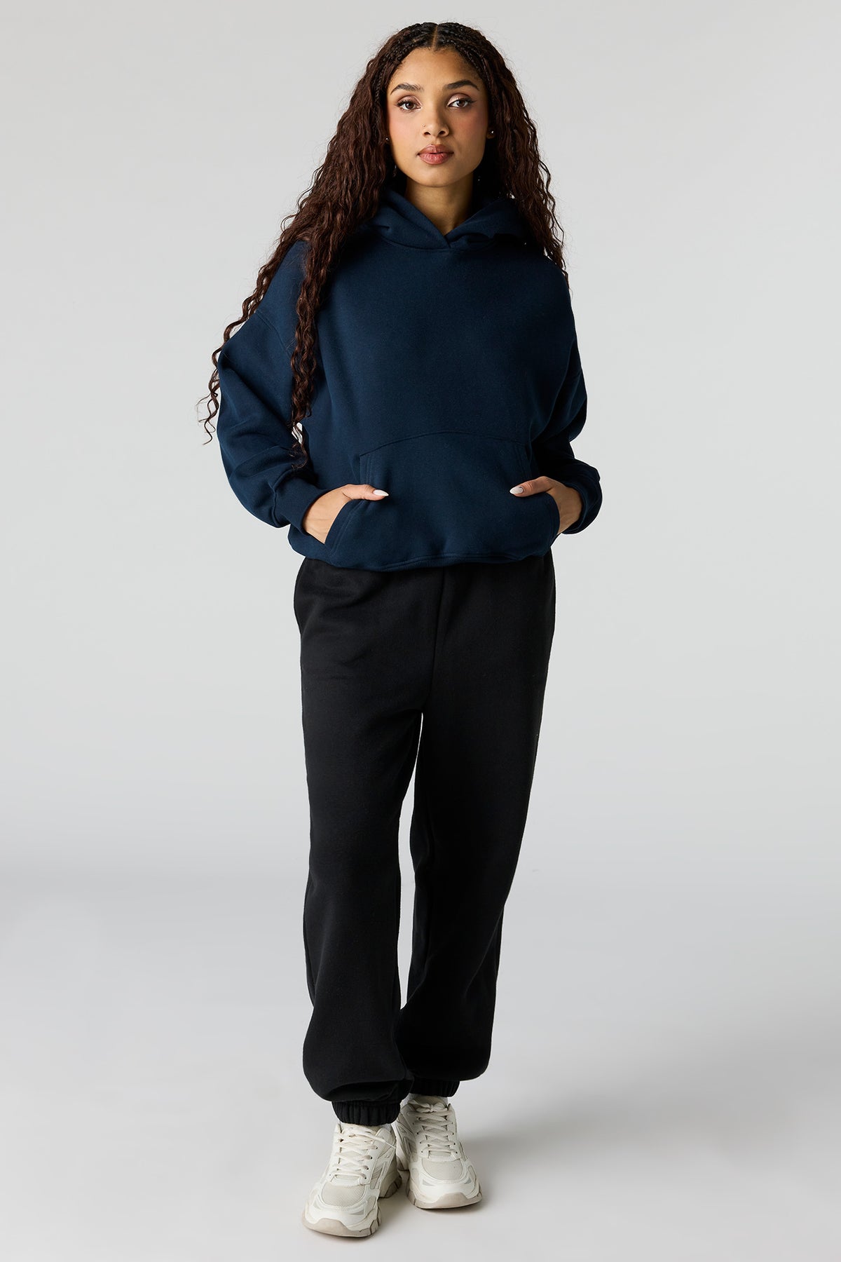 Alt View 3. Luxe Fleece Boyfriend Hoodie - Dark Blue