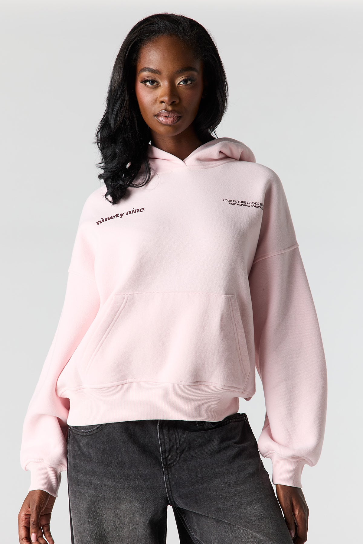 Alt View 2. Luxe Fleece Graphic Boyfriend Hoodie - Light Pink