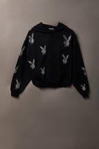 Playboy Rhinestone Boxy Zip Hoodie