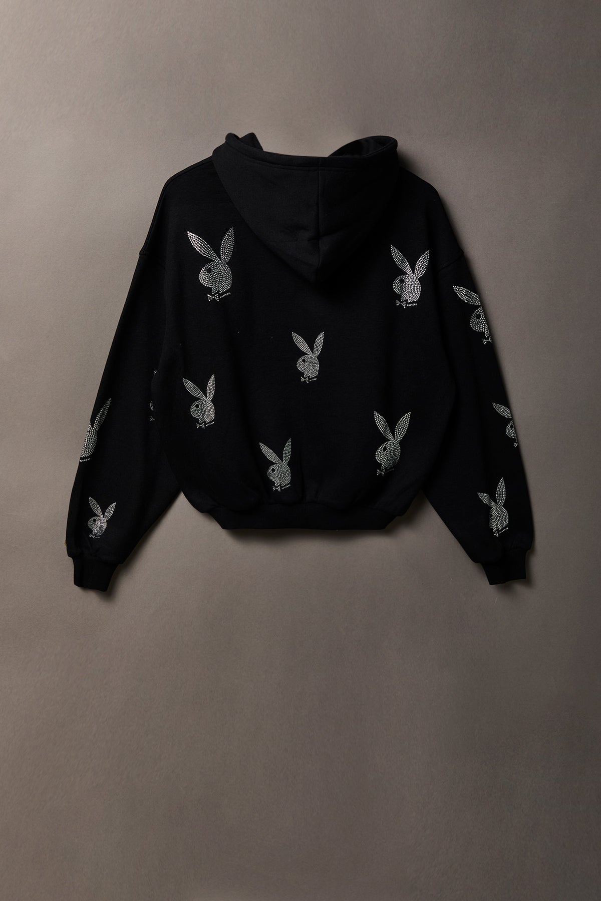 Alt View 2. Playboy Rhinestone Boxy Zip Hoodie - Black
