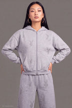 Playboy Rhinestone Boxy Zip Hoodie