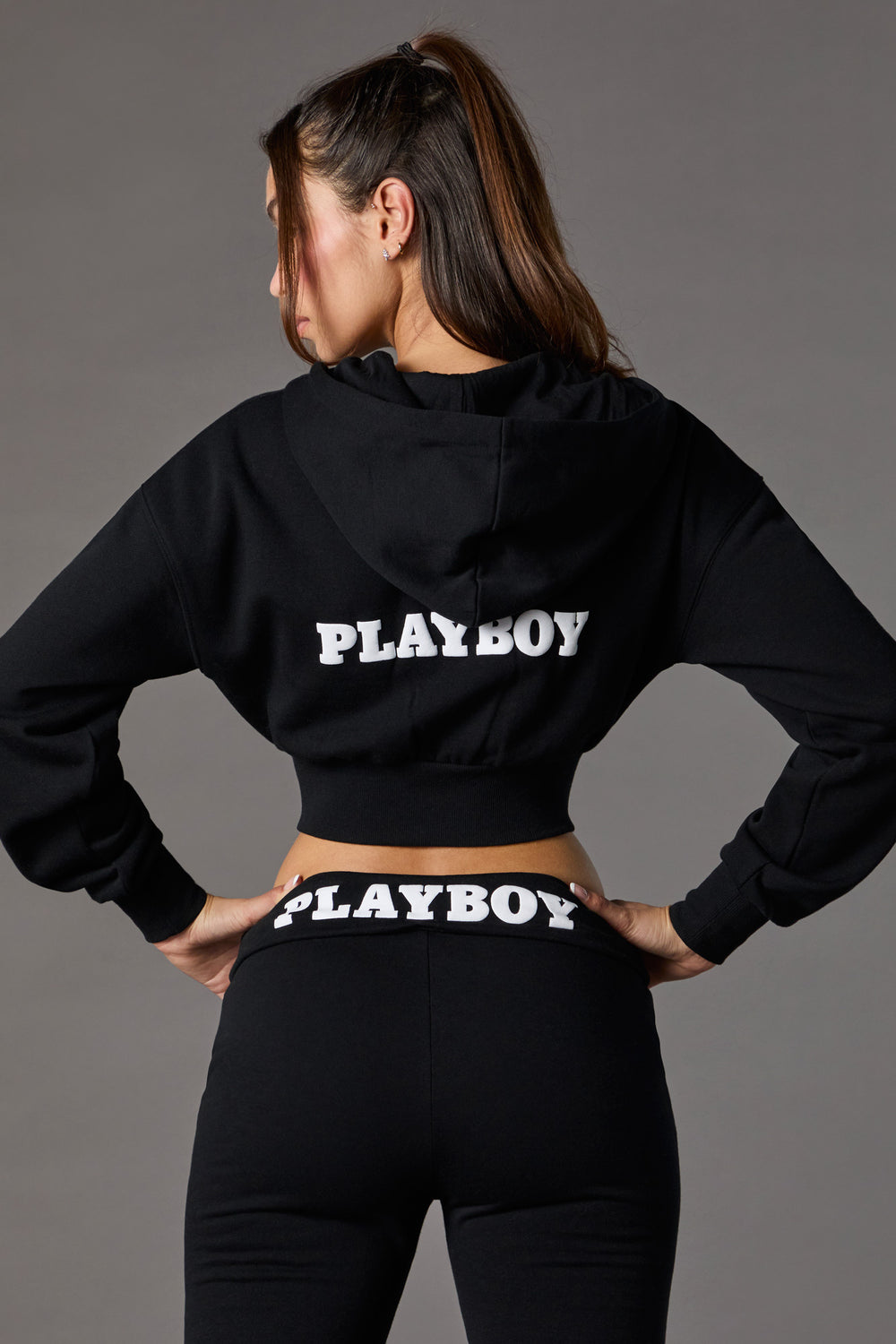 Playboy Graphic Cropped Zip-Up Fleece Hoodie Playboy Graphic Cropped Zip-Up Fleece Hoodie 7