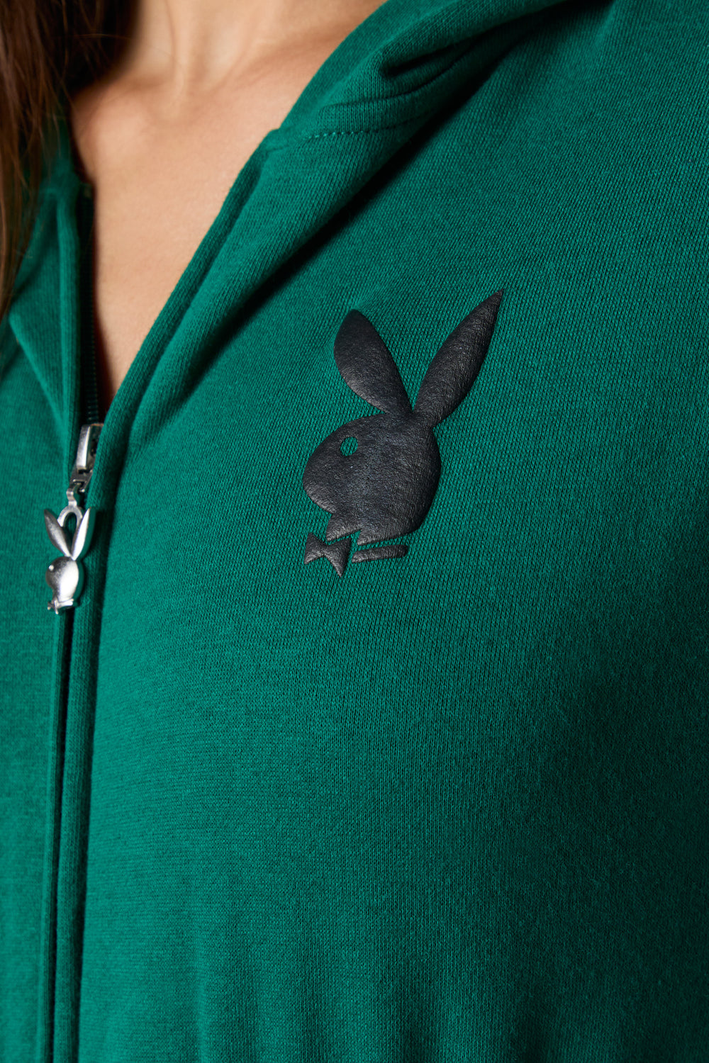 Playboy Graphic Cropped Zip-Up Fleece Hoodie Playboy Graphic Cropped Zip-Up Fleece Hoodie 4