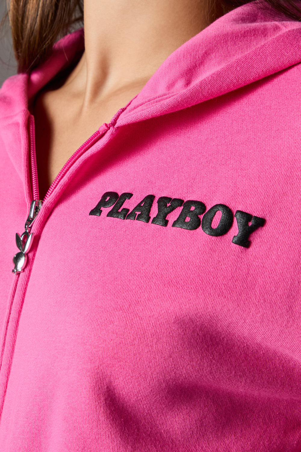 Playboy Graphic Cropped Zip-Up Fleece Hoodie Playboy Graphic Cropped Zip-Up Fleece Hoodie 17