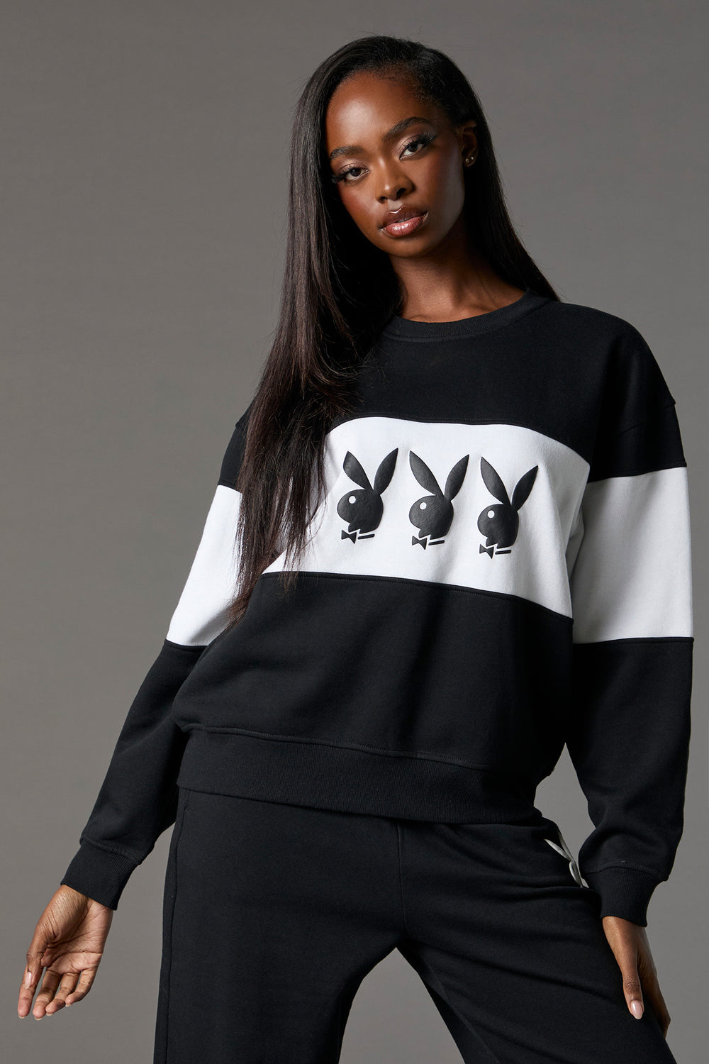 Playboy Graphic Colourblock Fleece Sweatshirt Playboy Graphic Colourblock Fleece Sweatshirt 4