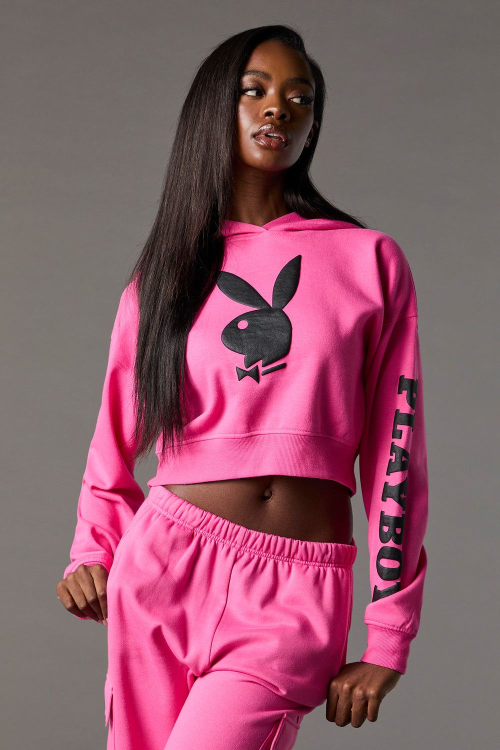 Playboy Graphic Fleece Cropped Hoodie Playboy Graphic Fleece Cropped Hoodie 11