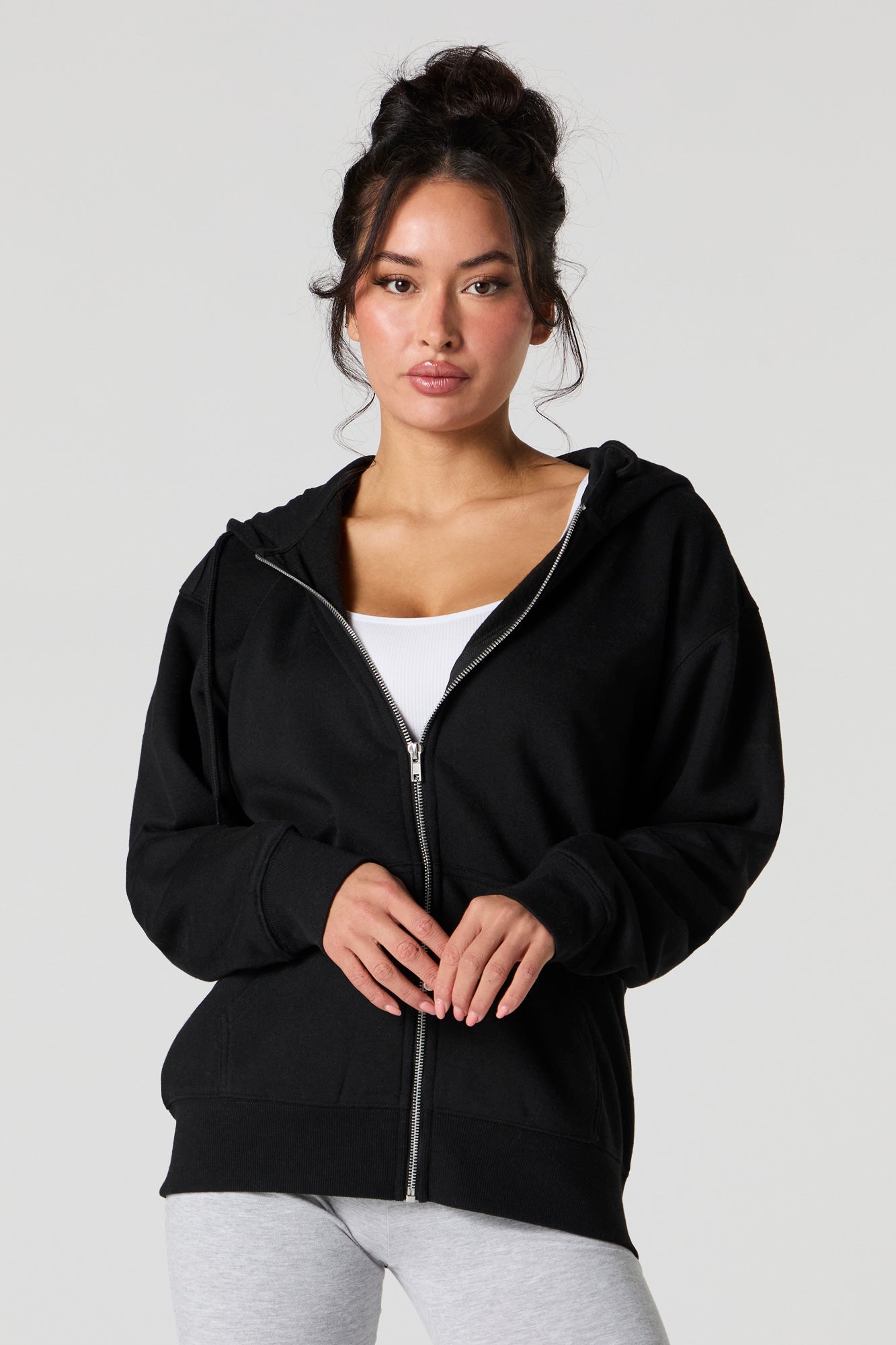 Oversized Fleece Zip-Up Hoodie