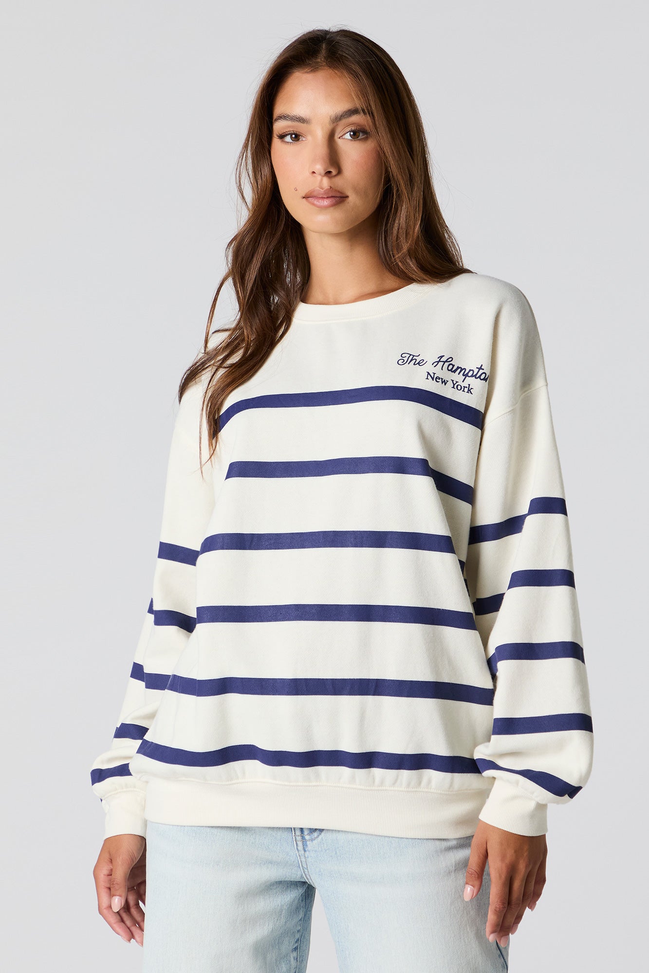 The Hamptons Graphic Striped Fleece Sweatshirt