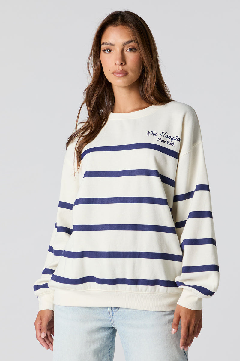 The Hamptons Graphic Striped Fleece Sweatshirt