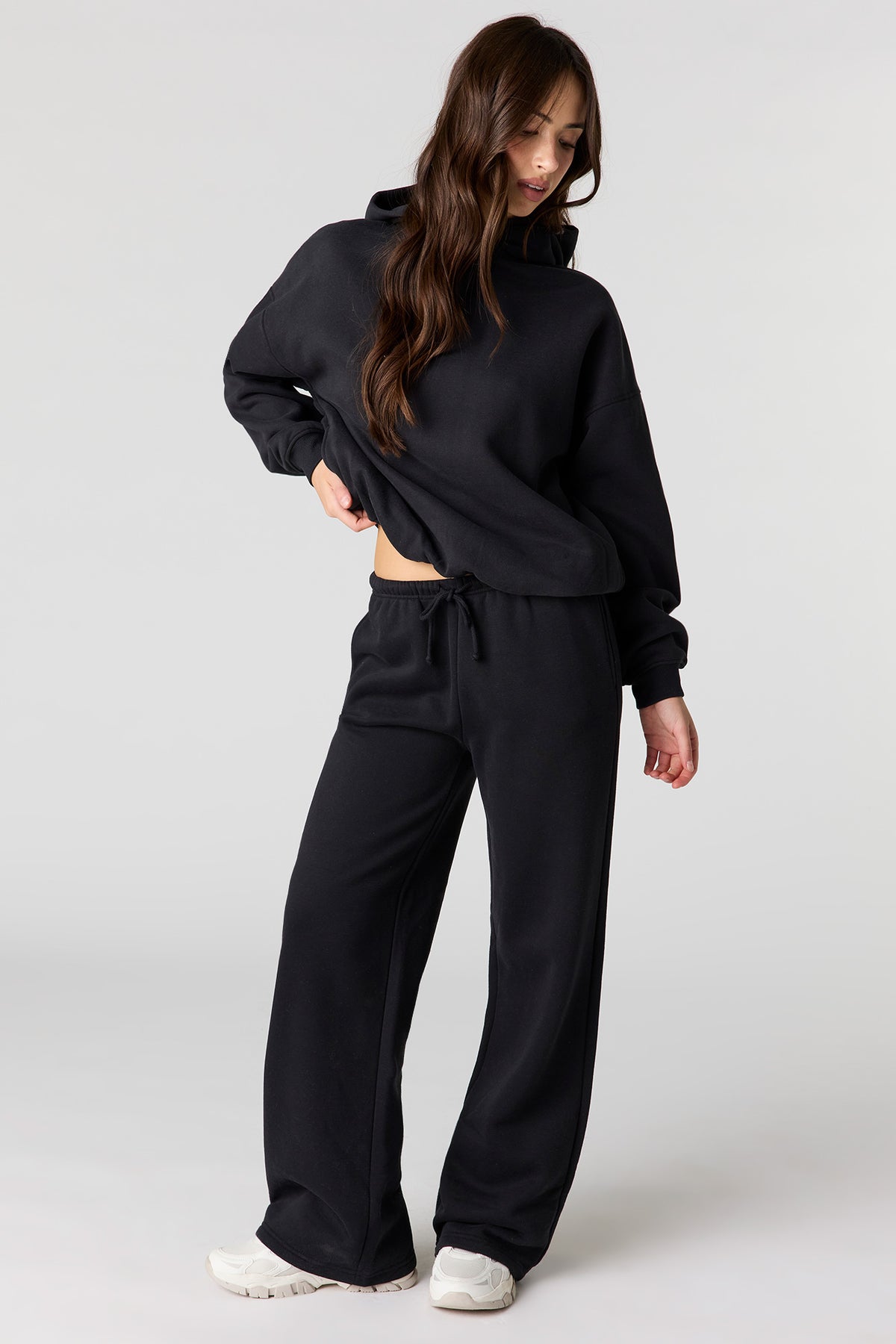 Alt View 3. Luxe Fleece Boxy Hoodie - Black