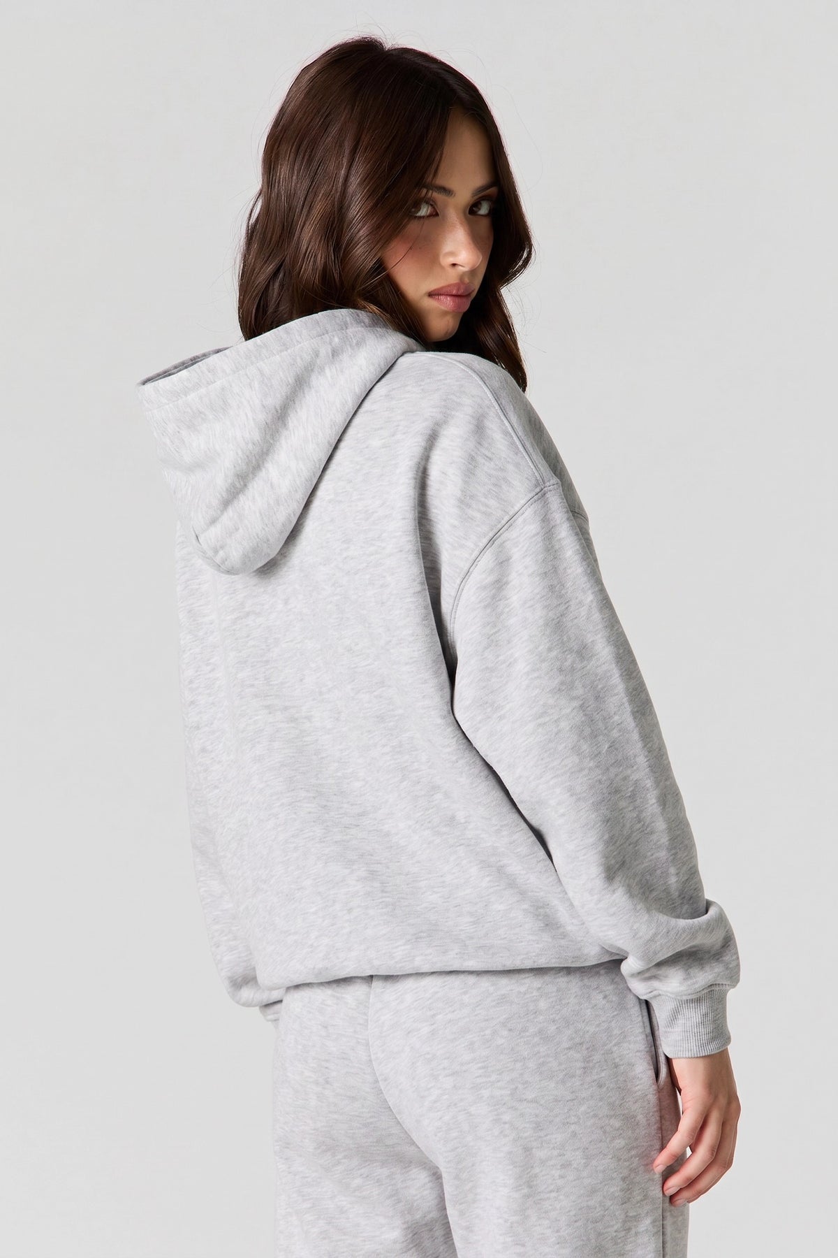 Alt View 2. Luxe Fleece Boxy Hoodie - Heather Grey