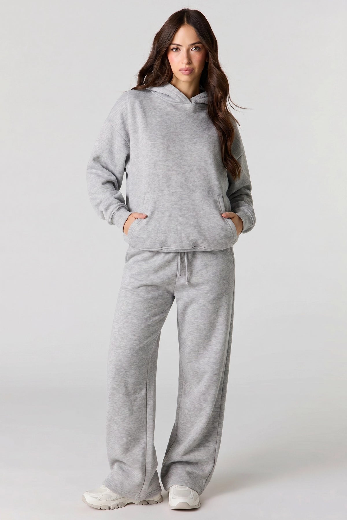 Alt View 3. Luxe Fleece Boxy Hoodie - Heather Grey