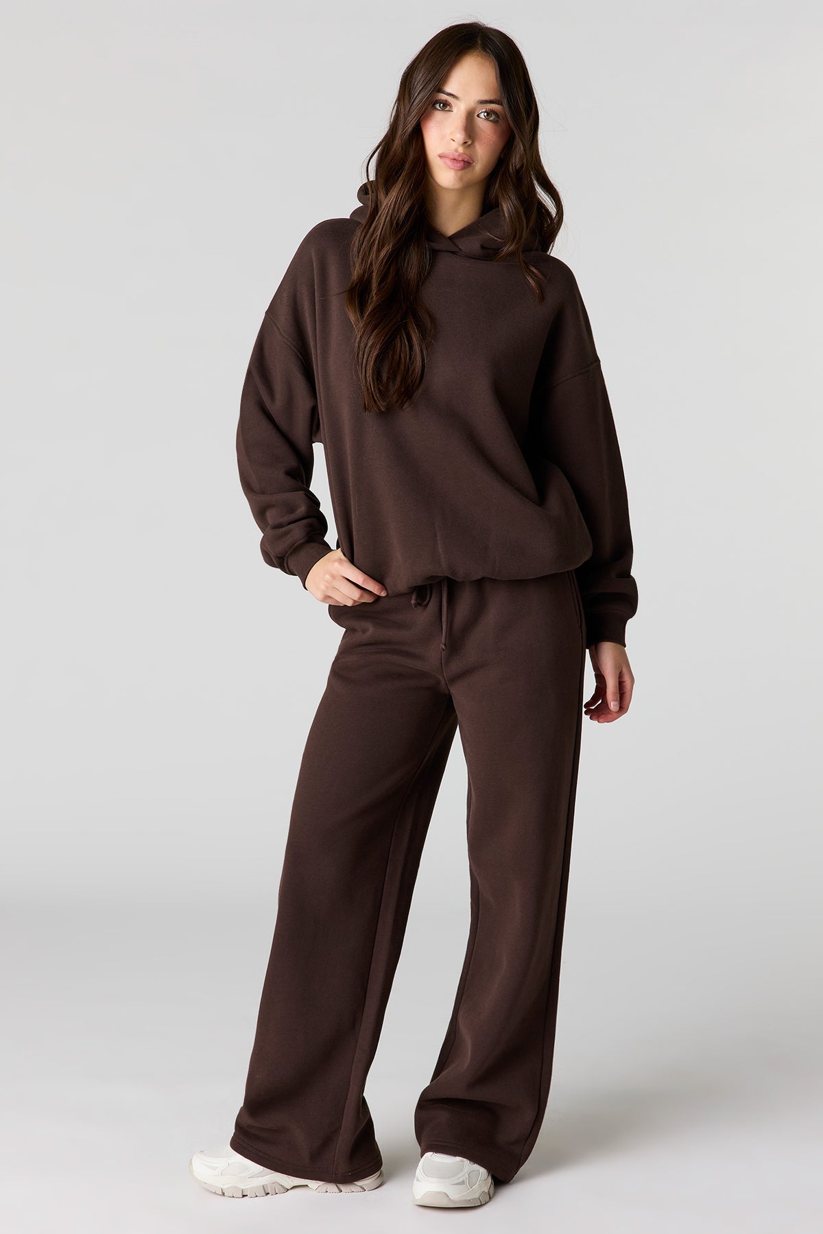 Alt View 3. Luxe Fleece Boxy Hoodie - Brown