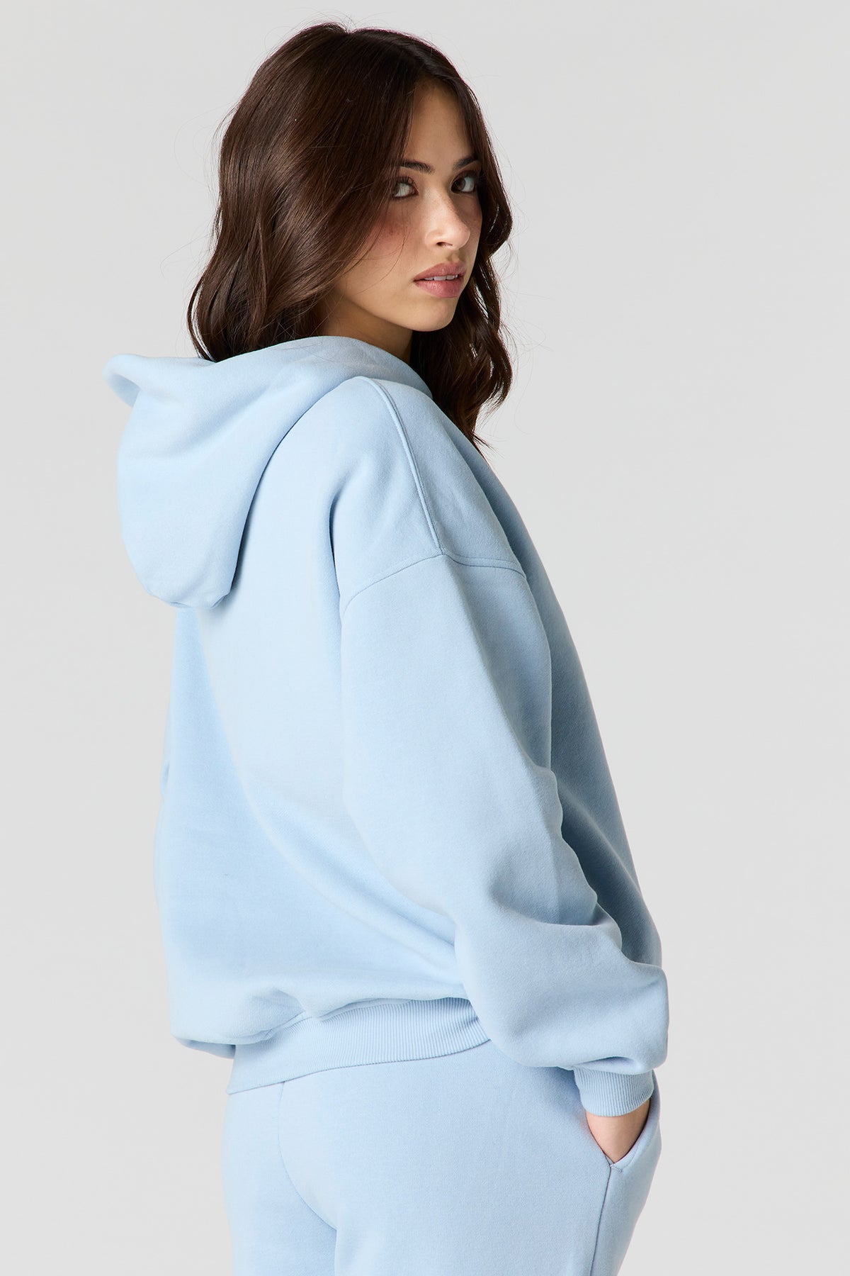 Alt View 2. Luxe Fleece Boxy Hoodie - Light Blue