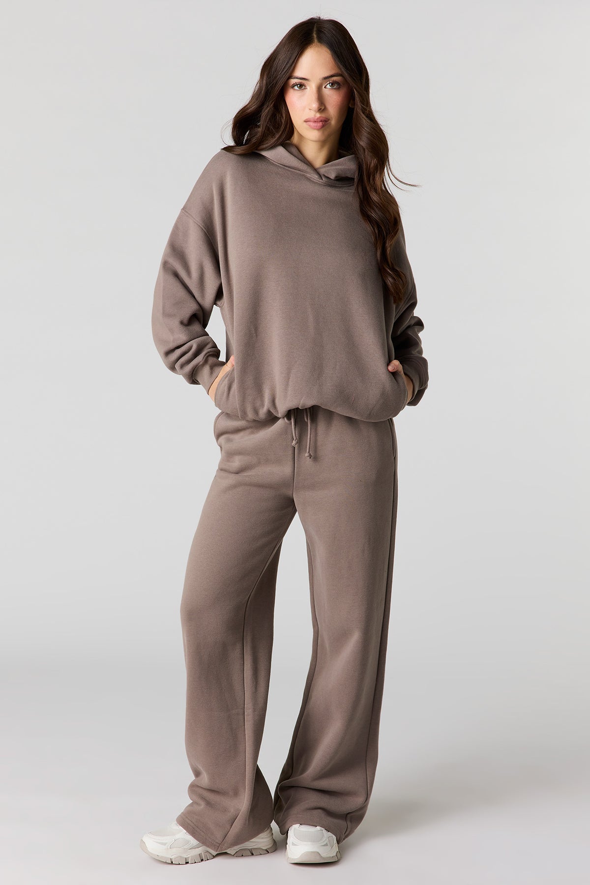 Alt View 3. Luxe Fleece Boxy Hoodie - Taupe