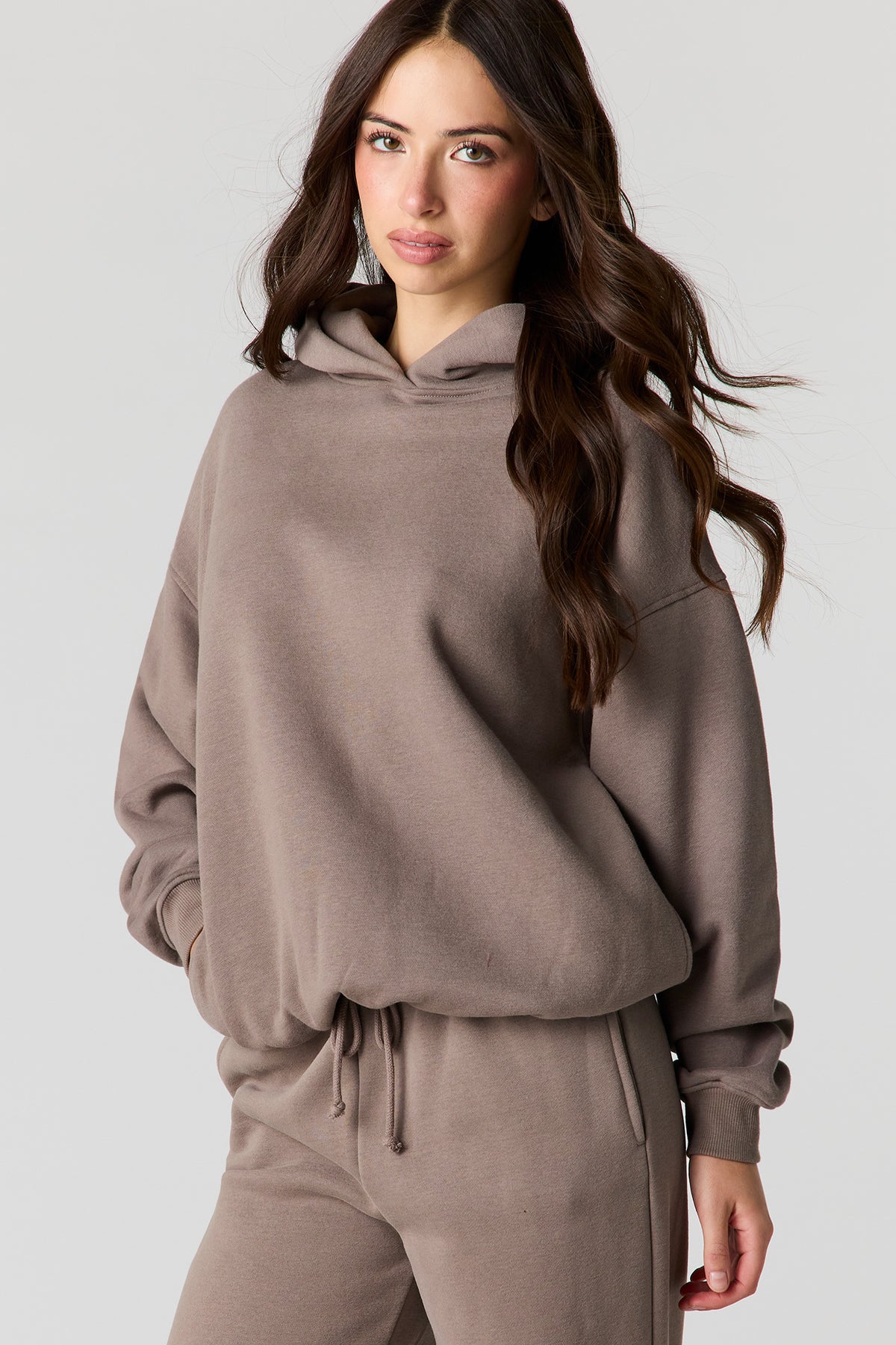 Luxe Fleece Boxy Hoodie - Taupe