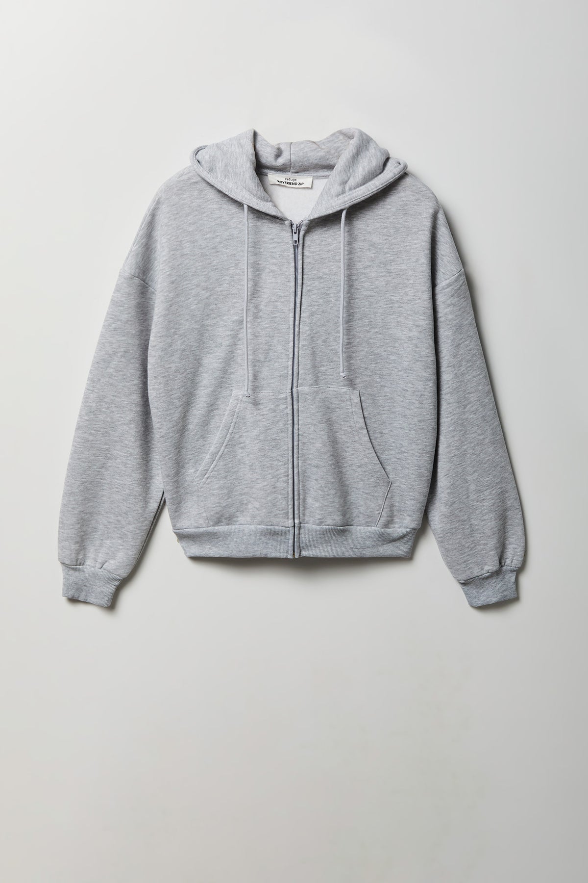 Alt View 4. Fleece Boxy Zip Hoodie - Heather Grey