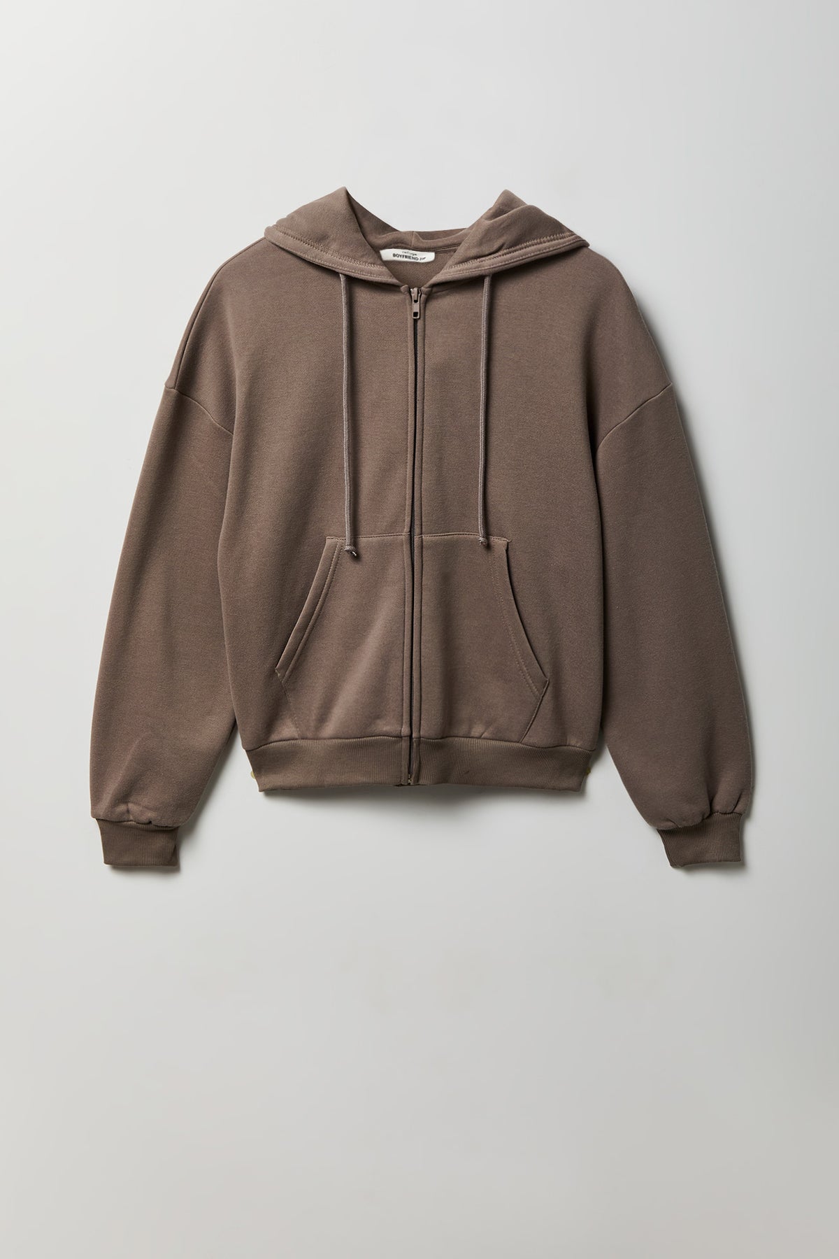 Alt View 4. Fleece Boxy Zip Hoodie - Taupe