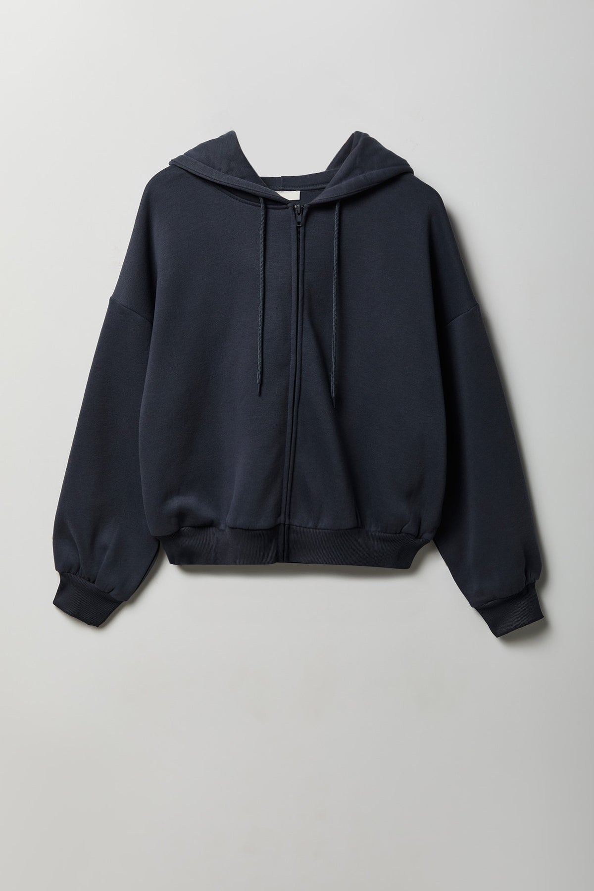 Fleece Boxy Zip Hoodie - Dark Grey