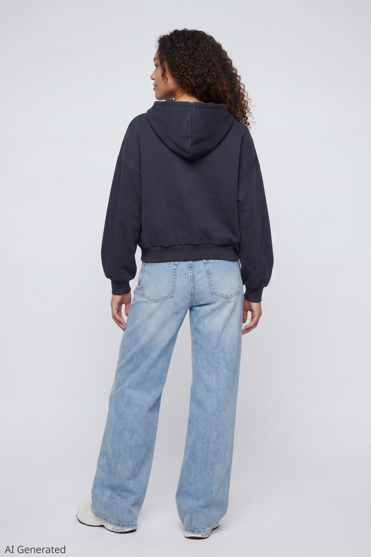 Alt View 5. Fleece Boxy Zip Hoodie - Dark Grey