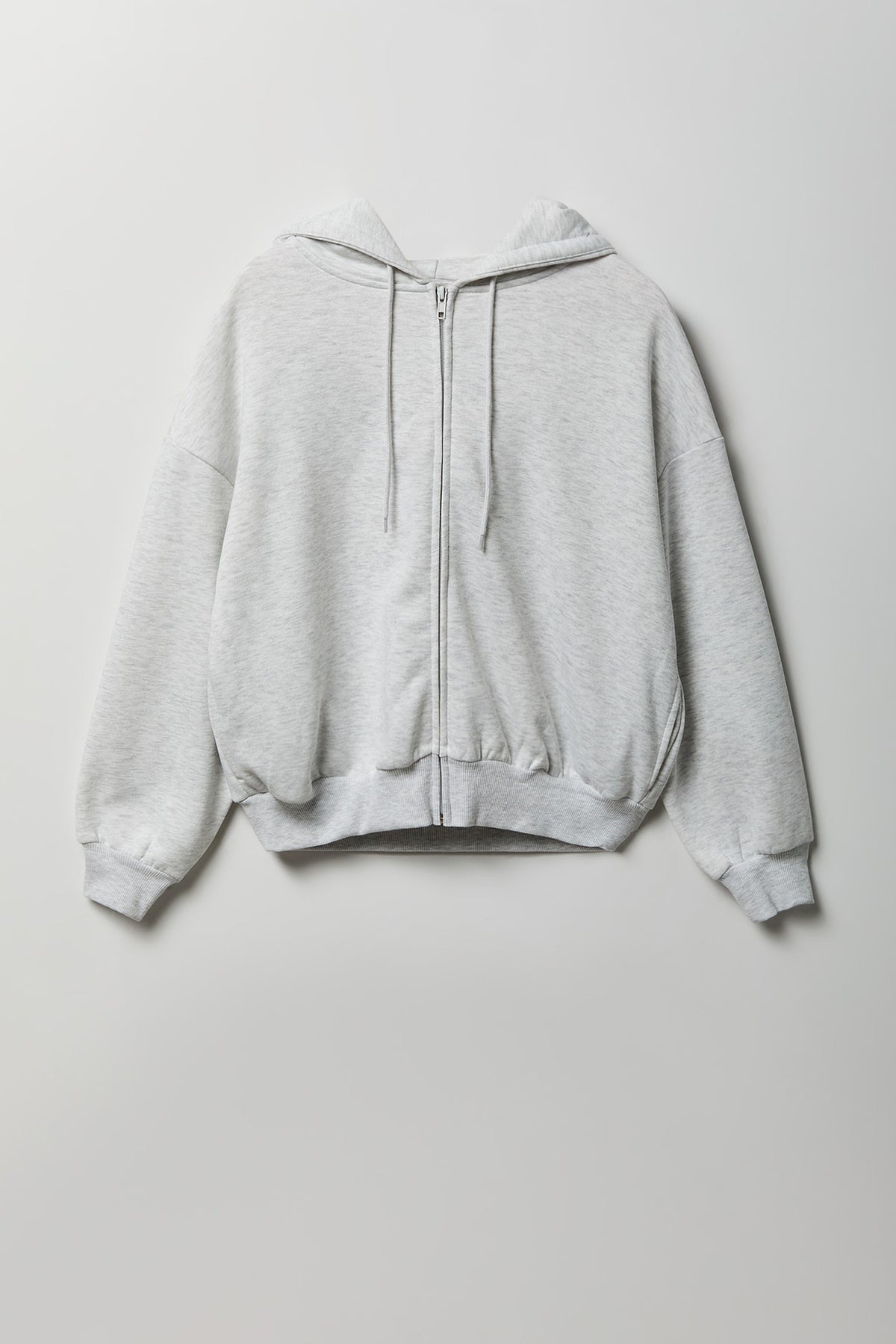 Alt View 4. Fleece Boxy Zip Hoodie - Light Grey