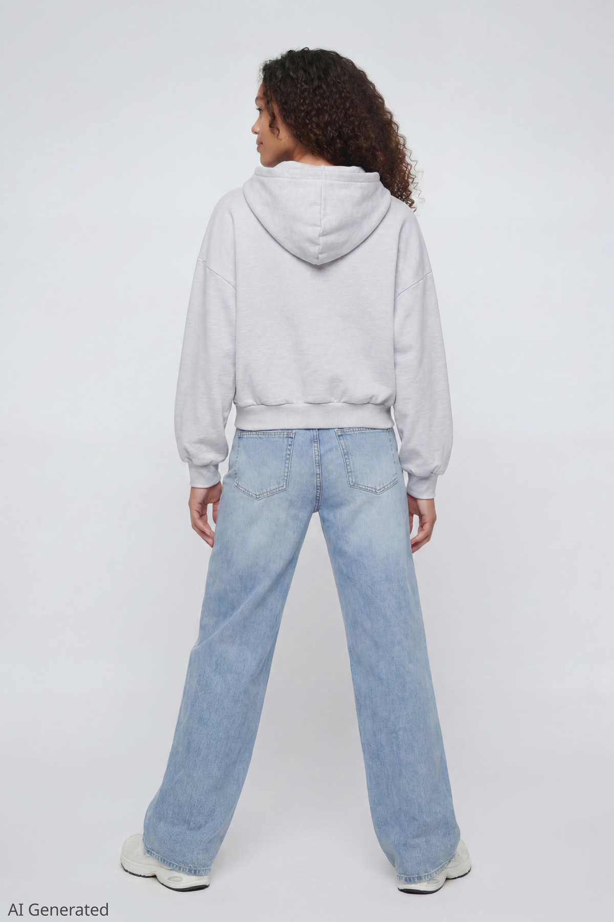 Alt View 3. Fleece Boxy Zip Hoodie - Light Grey