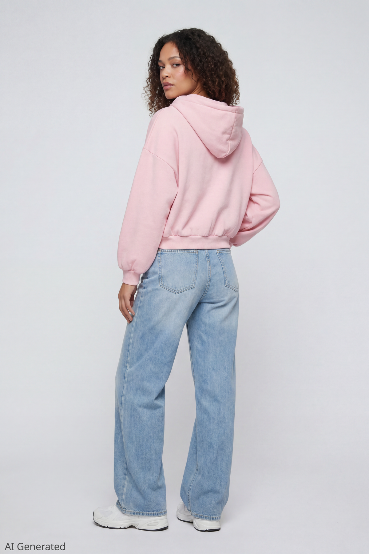 Alt View 2. Fleece Boxy Zip Hoodie - Light Pink