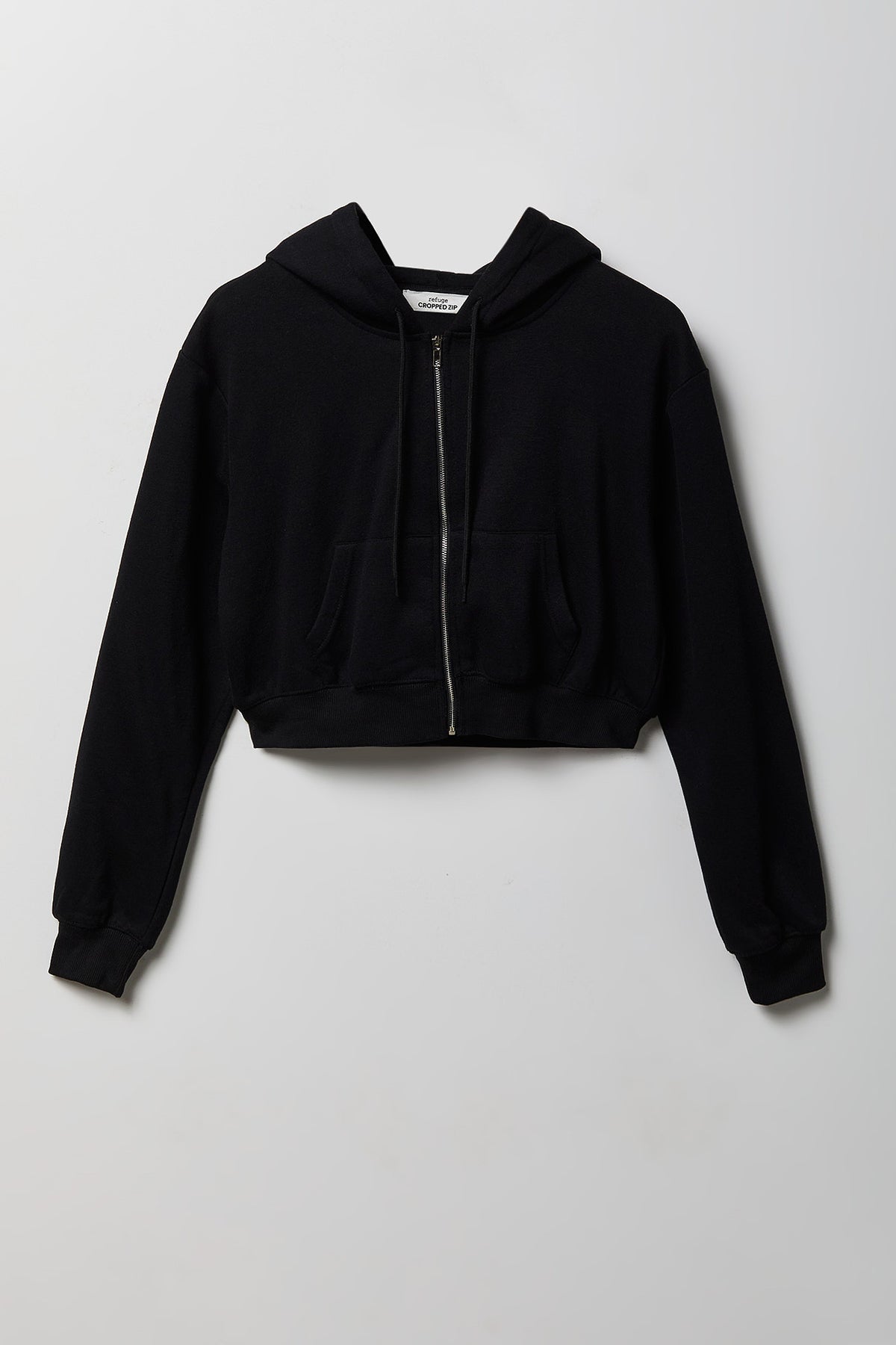 Alt View 4. Fleece Cropped Zip Hoodie - Black