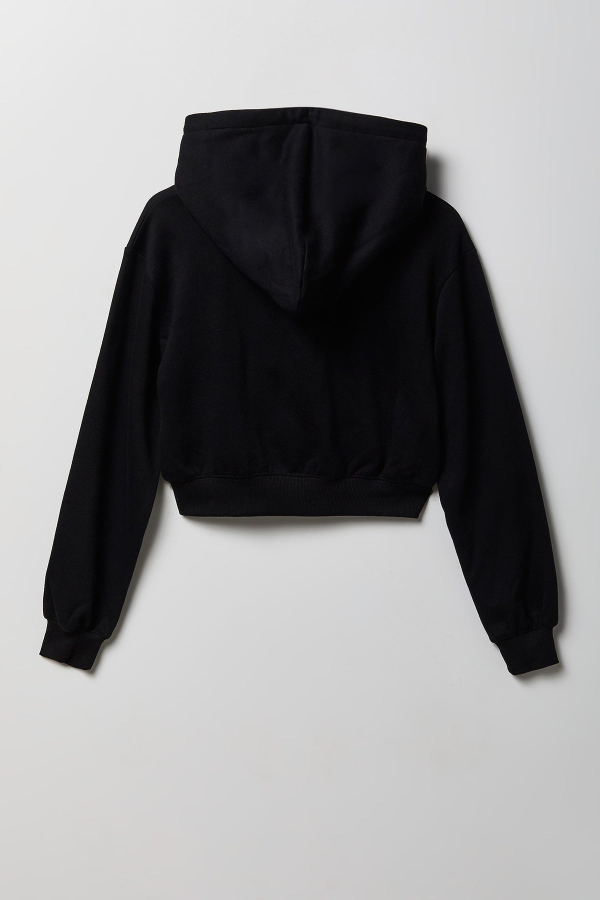 Alt View 5. Fleece Cropped Zip Hoodie - Black