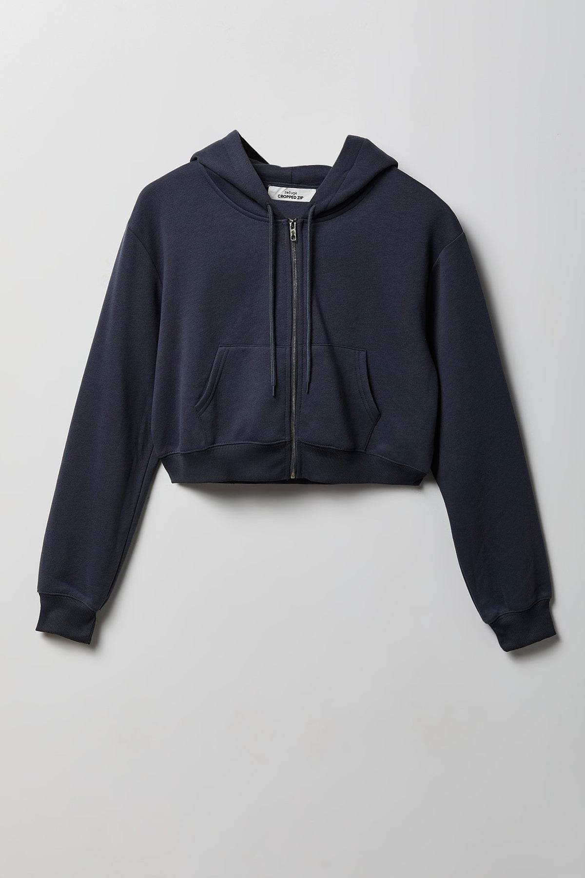 Alt View 4. Fleece Cropped Zip Hoodie - Dark Grey