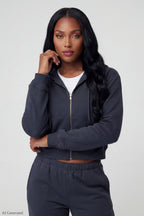 Fleece Cropped Zip Hoodie