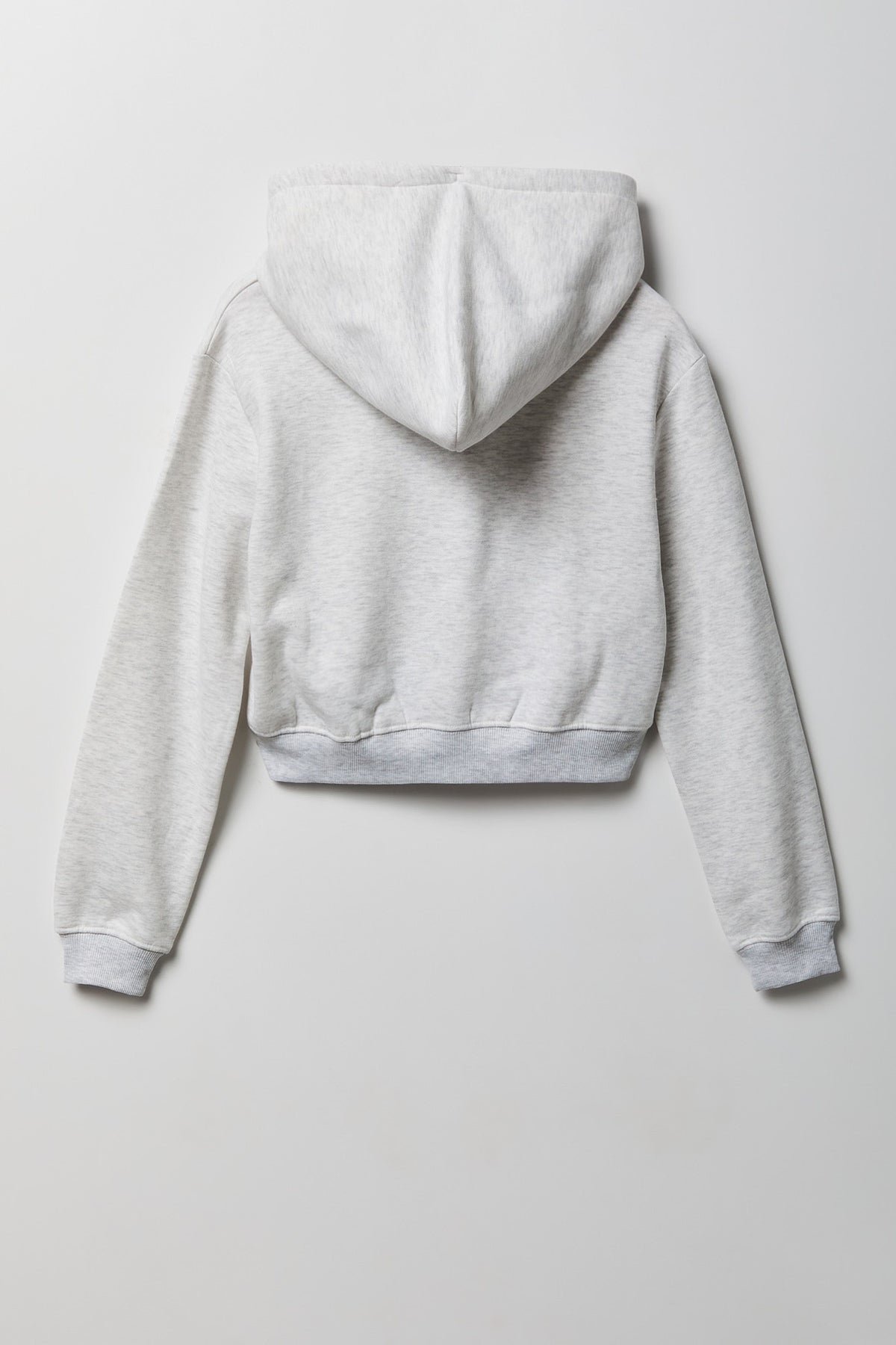 Alt View 5. Fleece Cropped Zip Hoodie - Light Grey