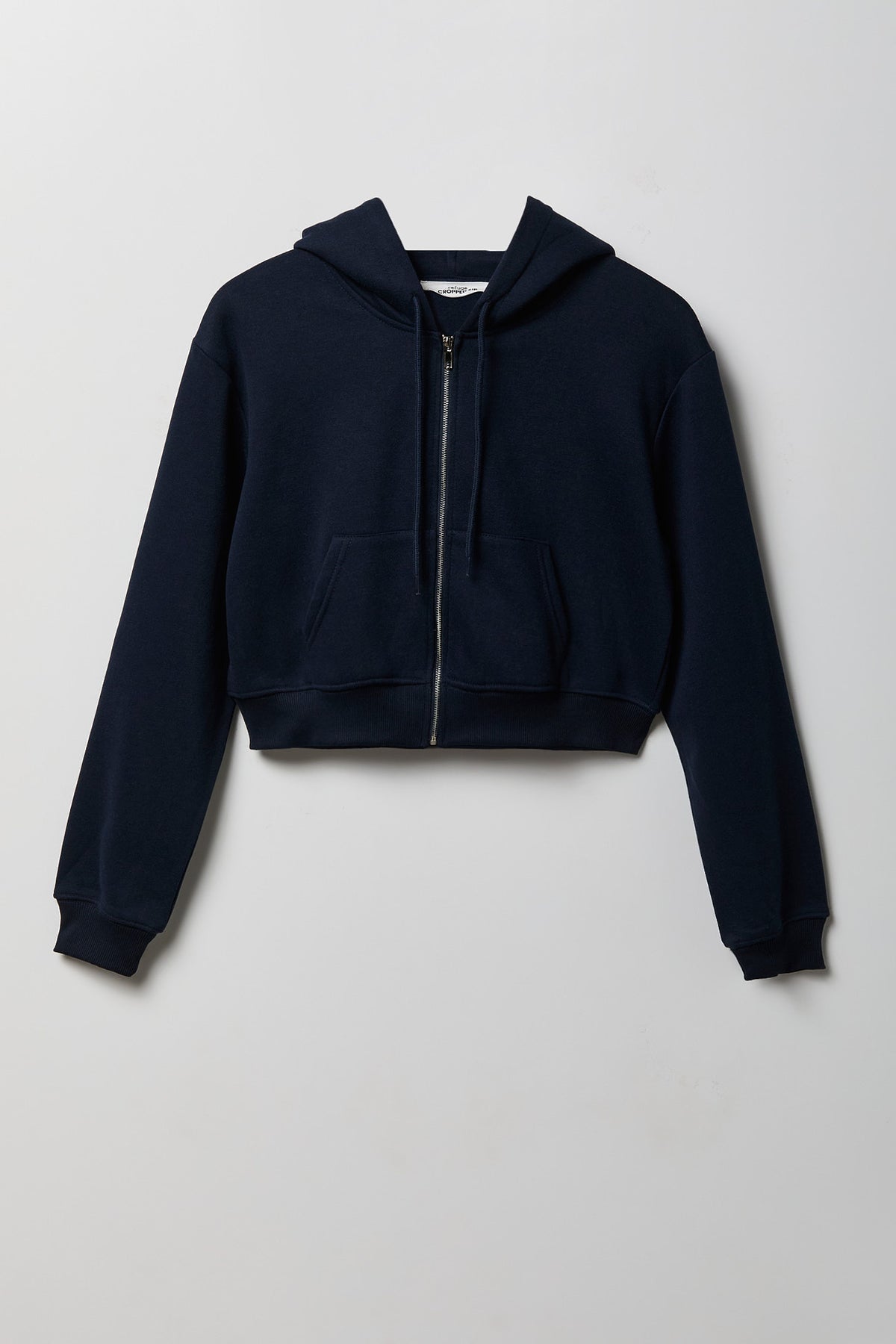Alt View 4. Fleece Cropped Zip Hoodie - Dark Blue