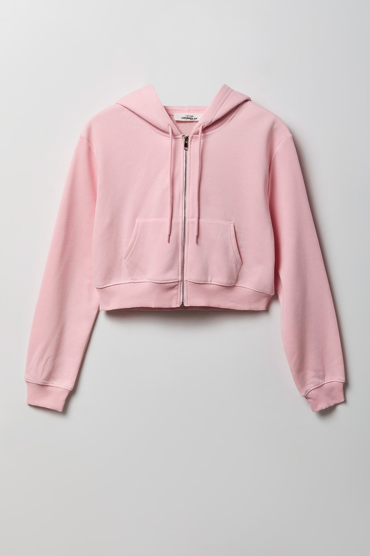 Alt View 4. Fleece Cropped Zip Hoodie - Light Pink