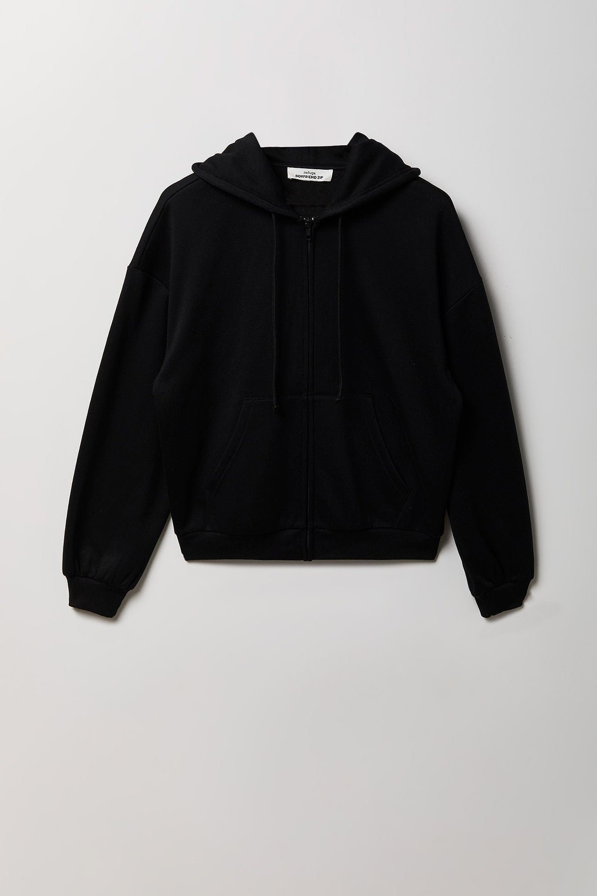 Fleece Boxy Zip Hoodie - Black