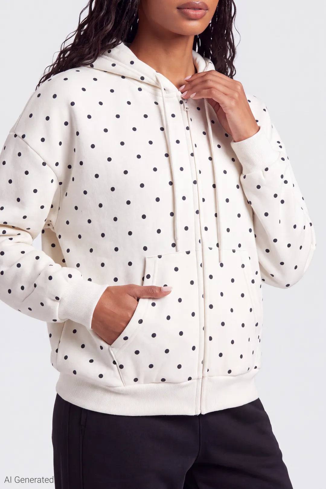 Alt View 4. Fleece Boxy Zip Hoodie - Ivory