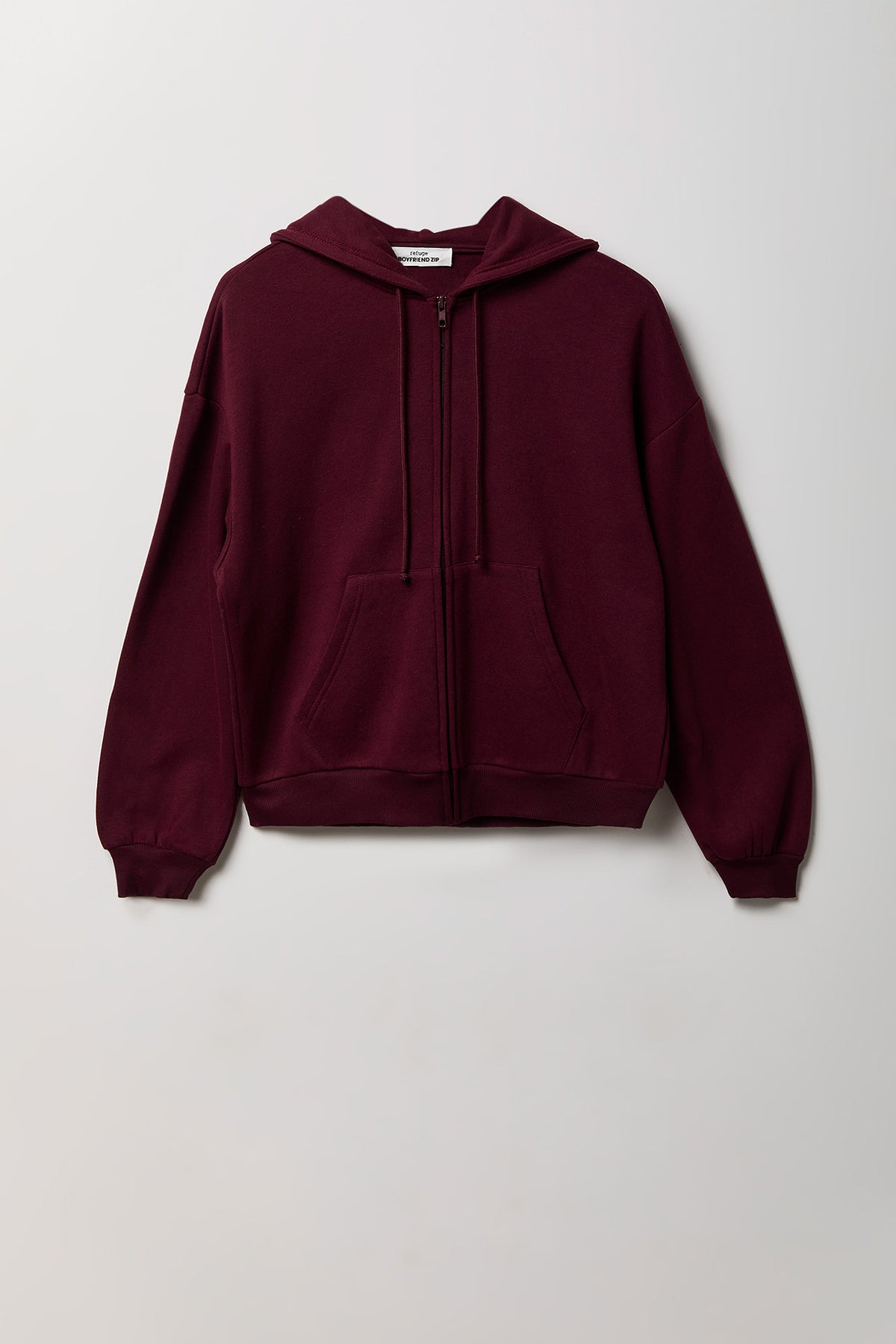 Fleece Boxy Zip Hoodie - Burgundy