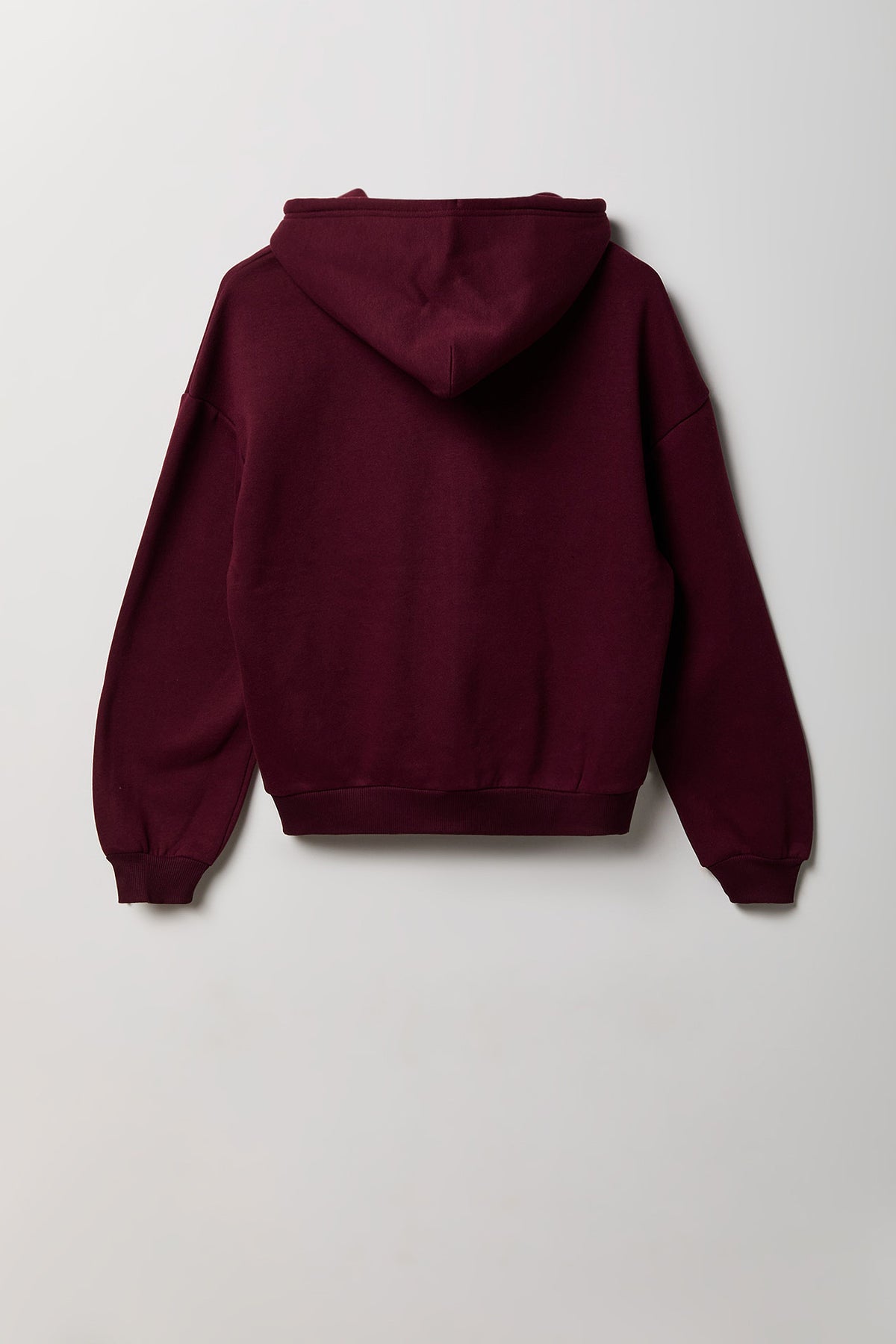 Alt View 2. Fleece Boxy Zip Hoodie - Burgundy
