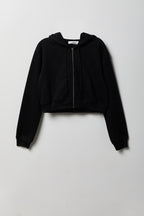 Fleece Cropped Zip Hoodie