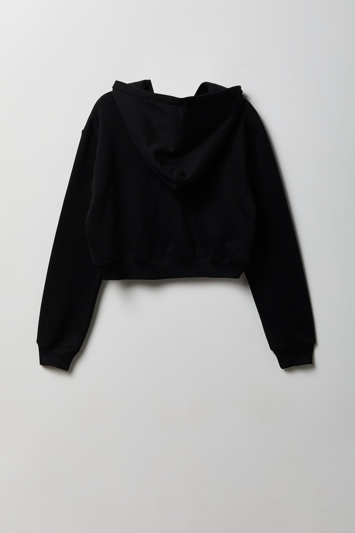 Alt View 2. Fleece Cropped Zip Hoodie - Black