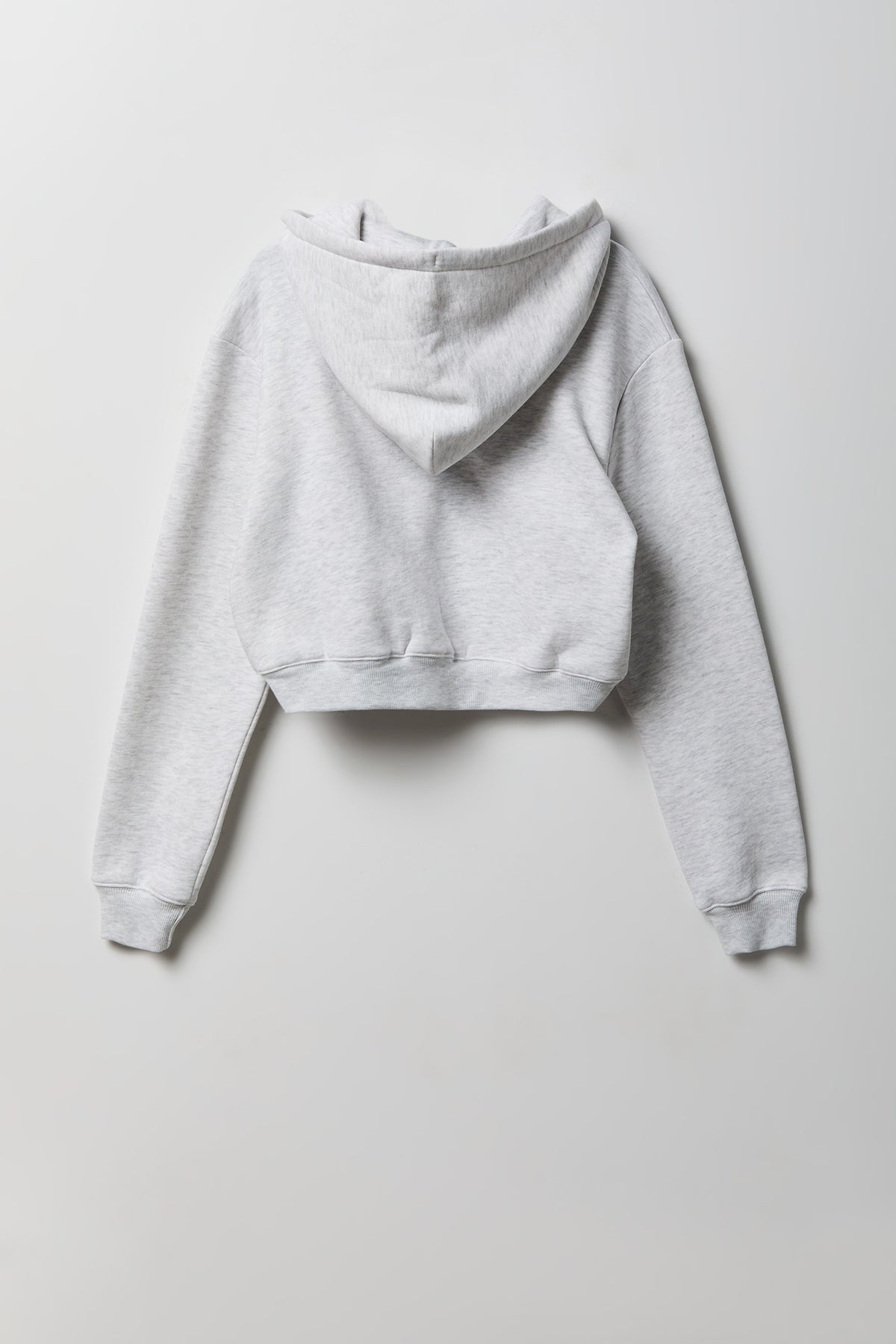 Alt View 2. Fleece Cropped Zip Hoodie - Light Grey
