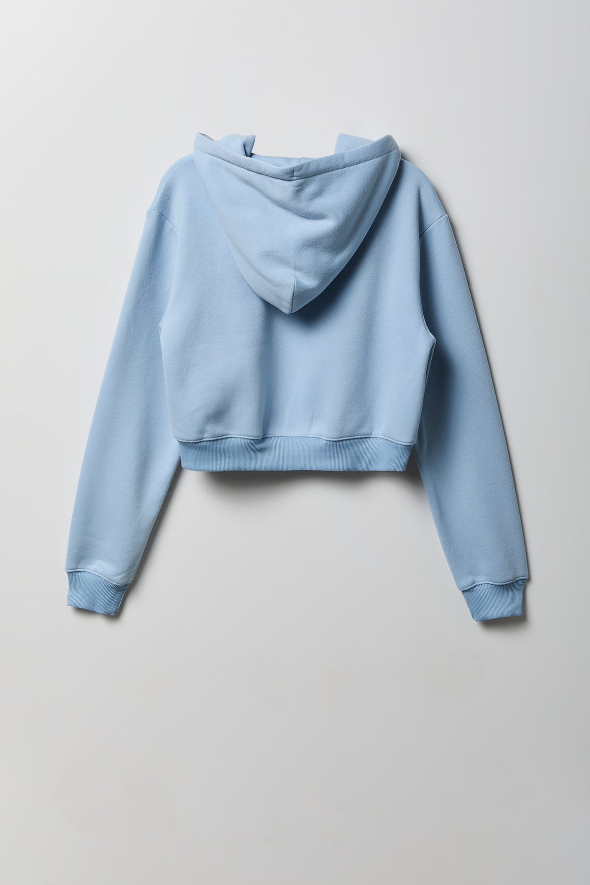 Alt View 2. Fleece Cropped Zip Hoodie - Light Blue