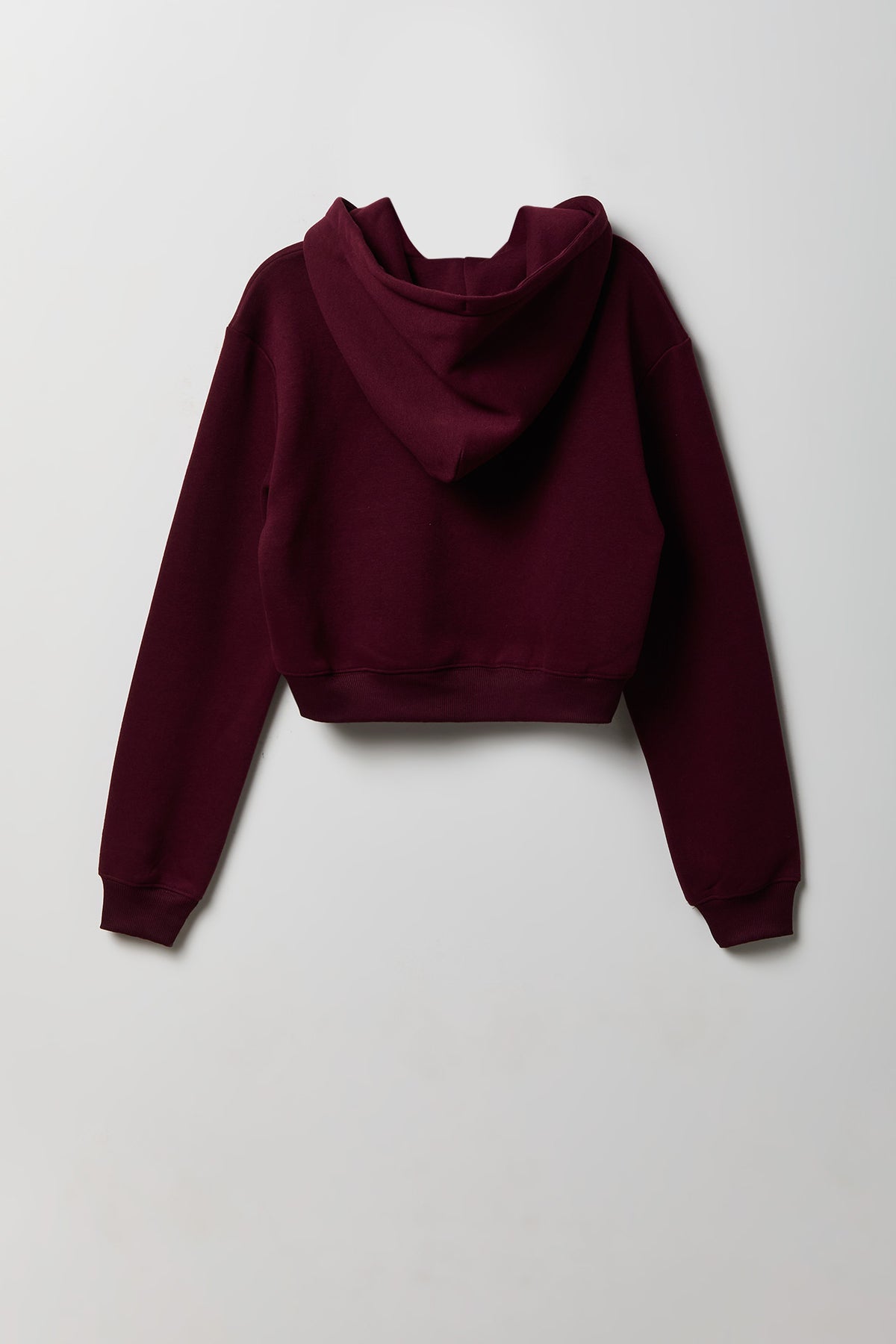 Alt View 2. Fleece Cropped Zip Hoodie - Burgundy