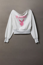Playboy Fleece Off Shoulder Sweatshirt