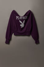 Playboy Fleece Off Shoulder Sweatshirt