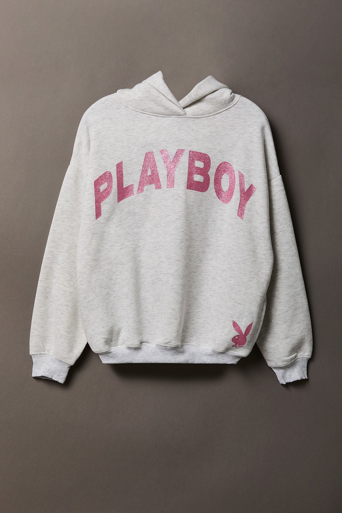 Alt View 2. Playboy Fleece Boxy Hoodie - Light Grey