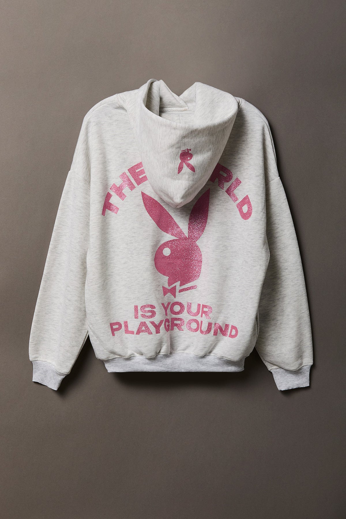 Alt View 3. Playboy Fleece Boxy Hoodie - Light Grey