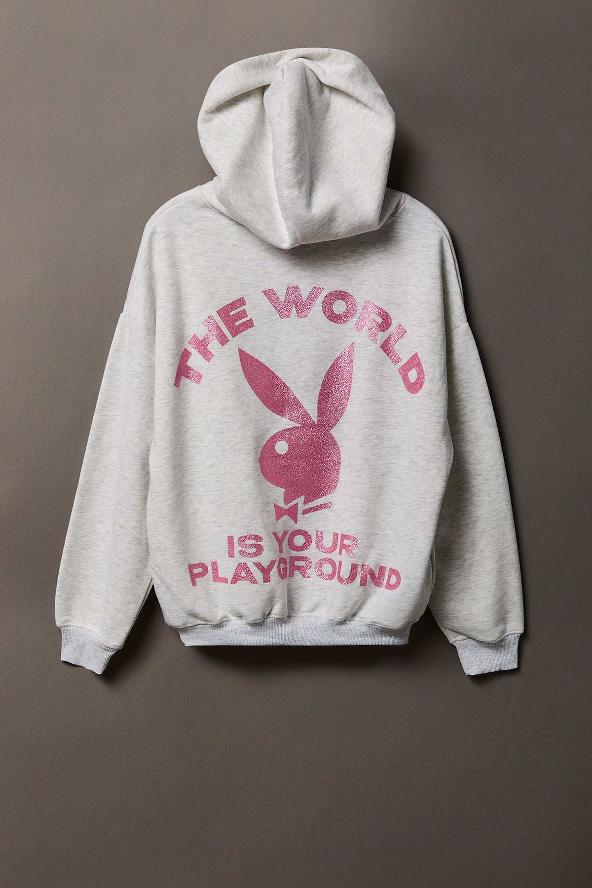 Alt View 4. Playboy Fleece Boxy Hoodie - Light Grey
