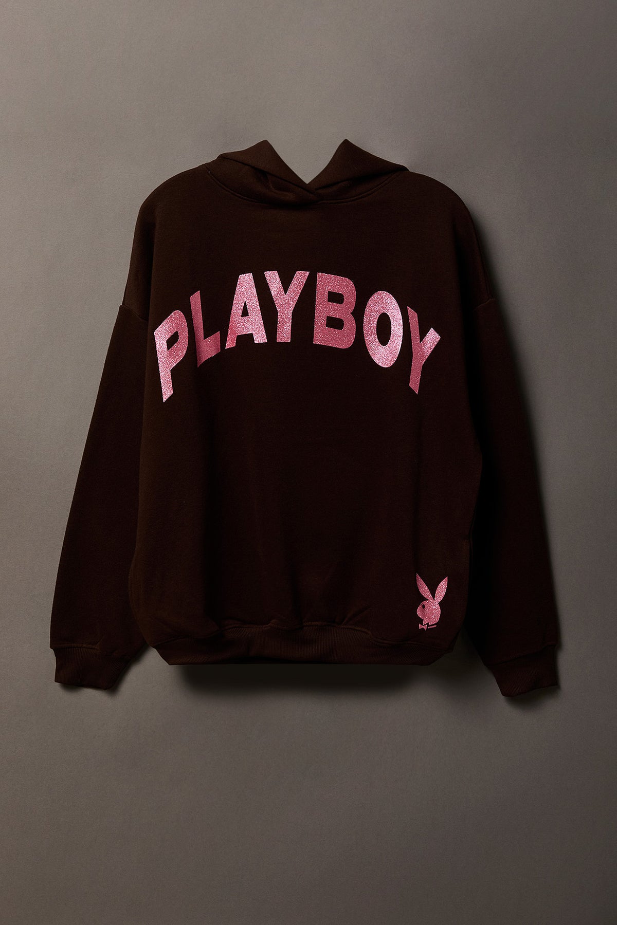 Alt View 2. Playboy Fleece Boxy Hoodie - Brown