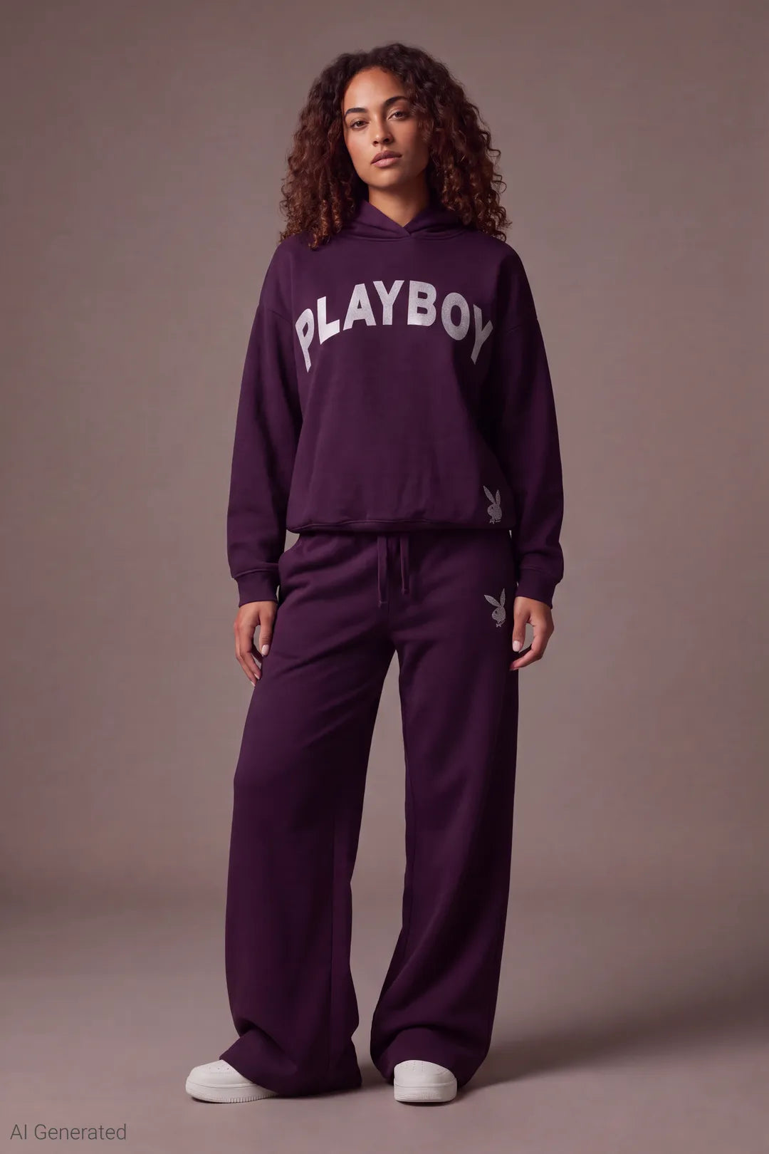 Alt View 2. Playboy Fleece Boxy Hoodie - Purple